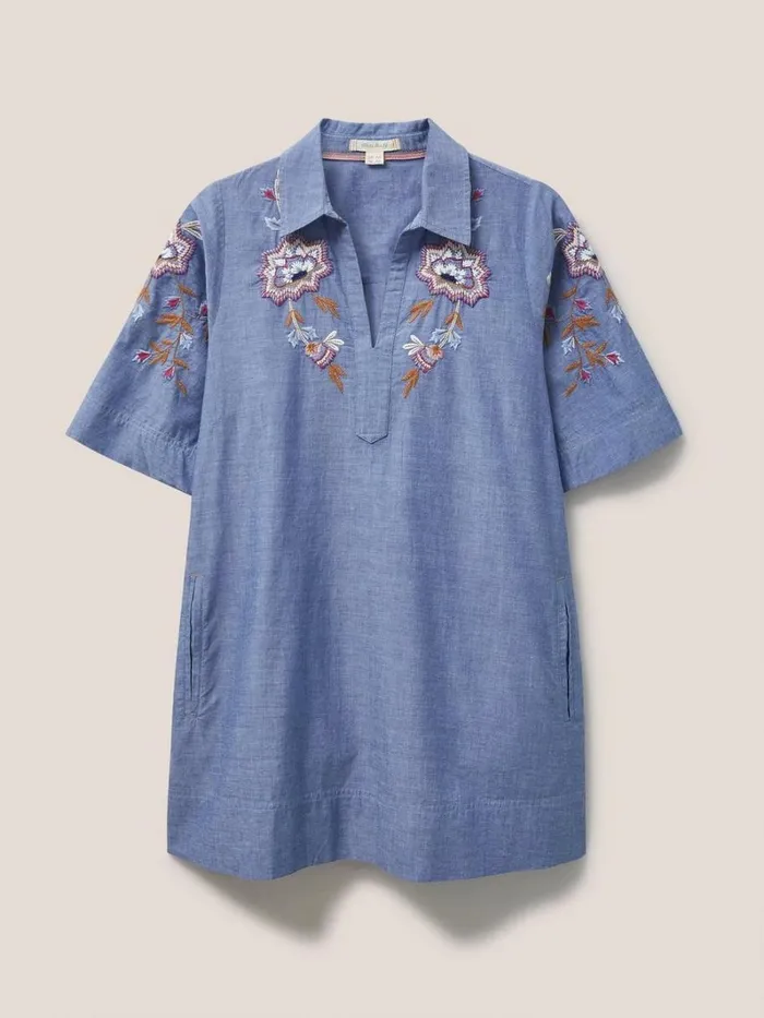 White Stuff SHIRTS and BLOUSES Savannah Embroidered Tunic Chambray Blue 8211 Women White Stuff SHIRTS and BLOUSES Savannah Embroidered Tunic Chambray Blue 8211 Women