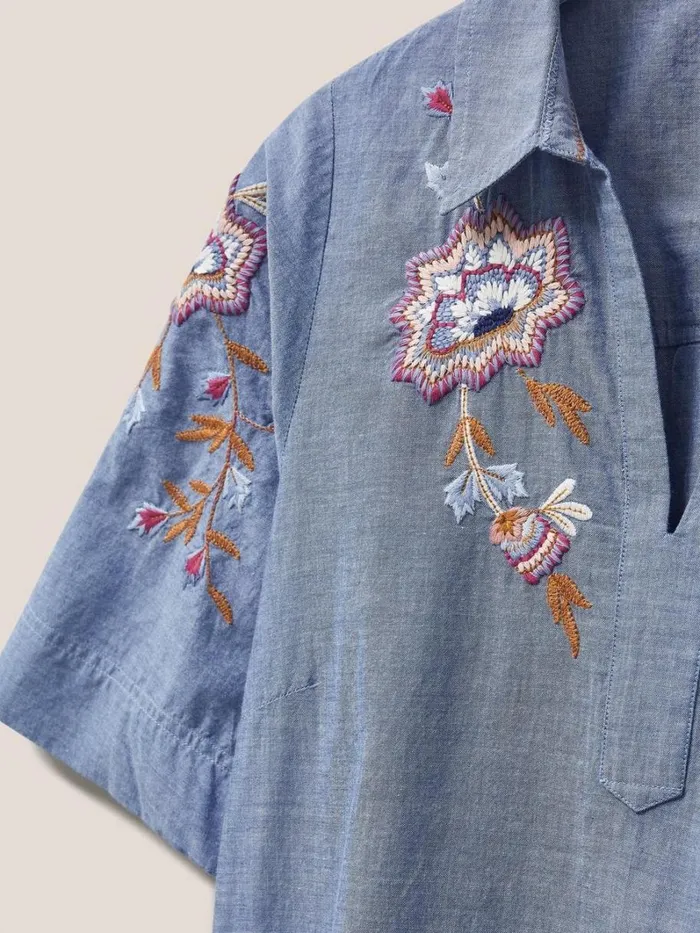 White Stuff SHIRTS and BLOUSES Savannah Embroidered Tunic Chambray Blue 8211 Women White Stuff SHIRTS and BLOUSES Savannah Embroidered Tunic Chambray Blue 8211 Women