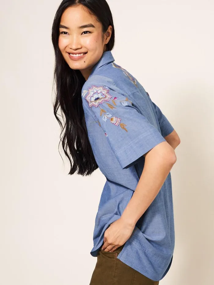 White Stuff SHIRTS and BLOUSES Savannah Embroidered Tunic Chambray Blue 8211 Women White Stuff SHIRTS and BLOUSES Savannah Embroidered Tunic Chambray Blue 8211 Women