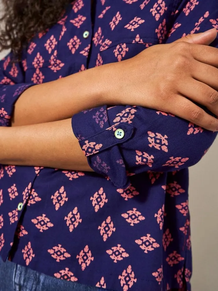 White Stuff SHIRTS and BLOUSES Sophie Cotton Shirt Navy Print 8211 Women