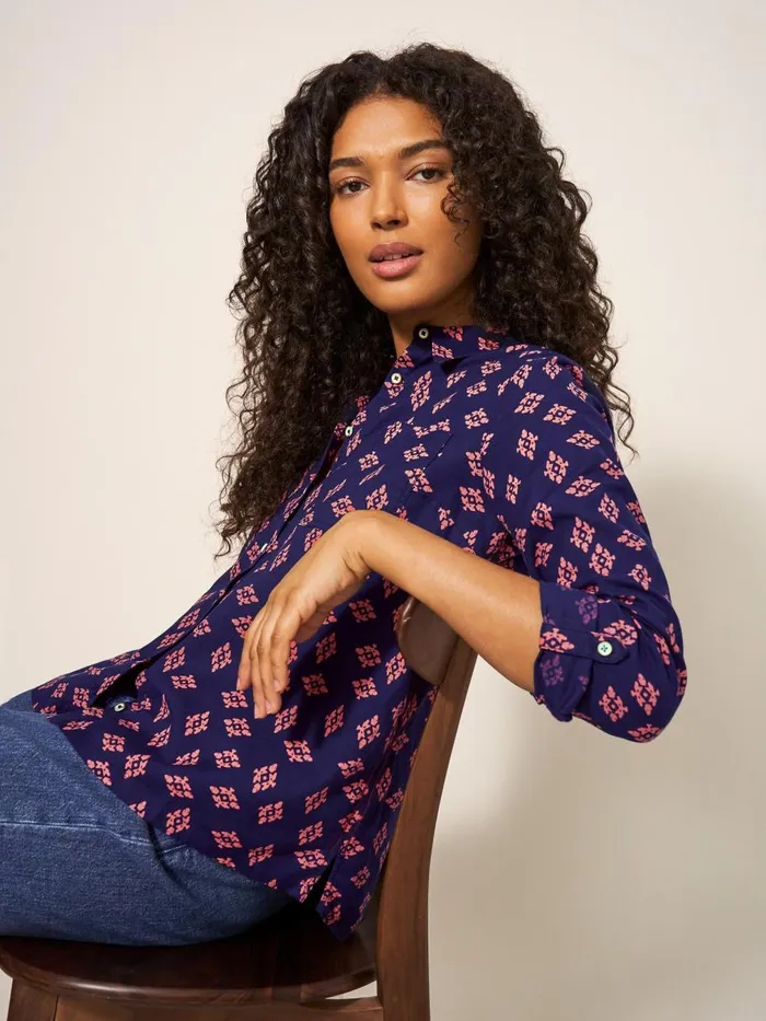 White Stuff SHIRTS and BLOUSES Sophie Cotton Shirt Navy Print 8211 Women White Stuff SHIRTS and BLOUSES Sophie Cotton Shirt Navy Print 8211 Women
