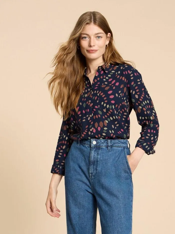 White Stuff SHIRTS and BLOUSES SOPHIE PRINTED ORGANIC SHIRT Navy Multi 8211 Women White Stuff SHIRTS and BLOUSES SOPHIE PRINTED ORGANIC SHIRT Navy Multi 8211 Women