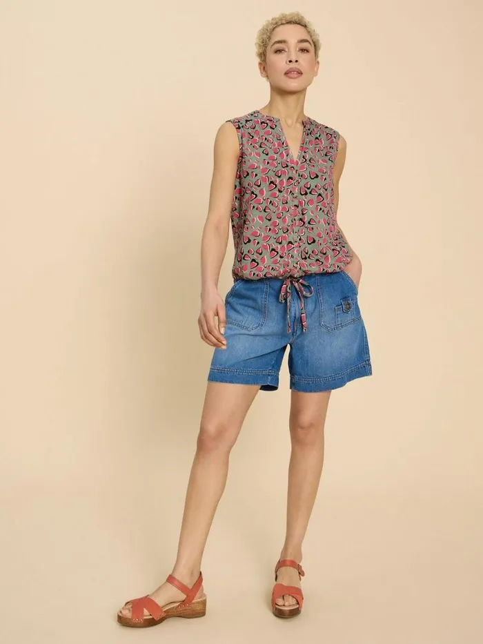 White Stuff SHIRTS and BLOUSES TULIP JERSEY SLEEVELESS SHIRT Teal Print 8211 Women White Stuff SHIRTS and BLOUSES TULIP JERSEY SLEEVELESS SHIRT Teal Print 8211 Women