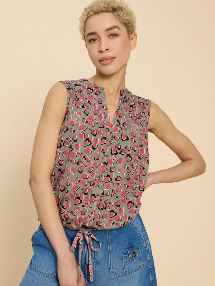 White Stuff SHIRTS and BLOUSES TULIP JERSEY SLEEVELESS SHIRT Teal Print 8211 Women White Stuff SHIRTS and BLOUSES TULIP JERSEY SLEEVELESS SHIRT Teal Print 8211 Women