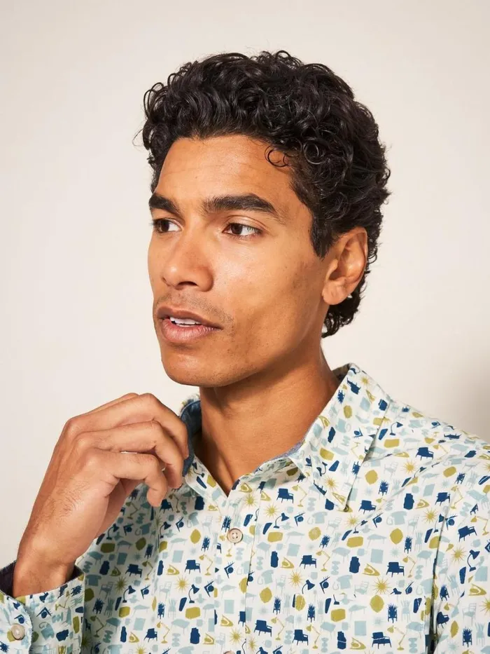 White Stuff SHIRTS Antique Printed Shirt Natural Multi 8211 Men