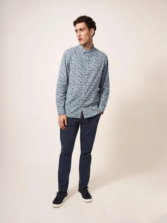 White Stuff SHIRTS Chorley Leaf Printed Shirt Deep Blue 8211 Men