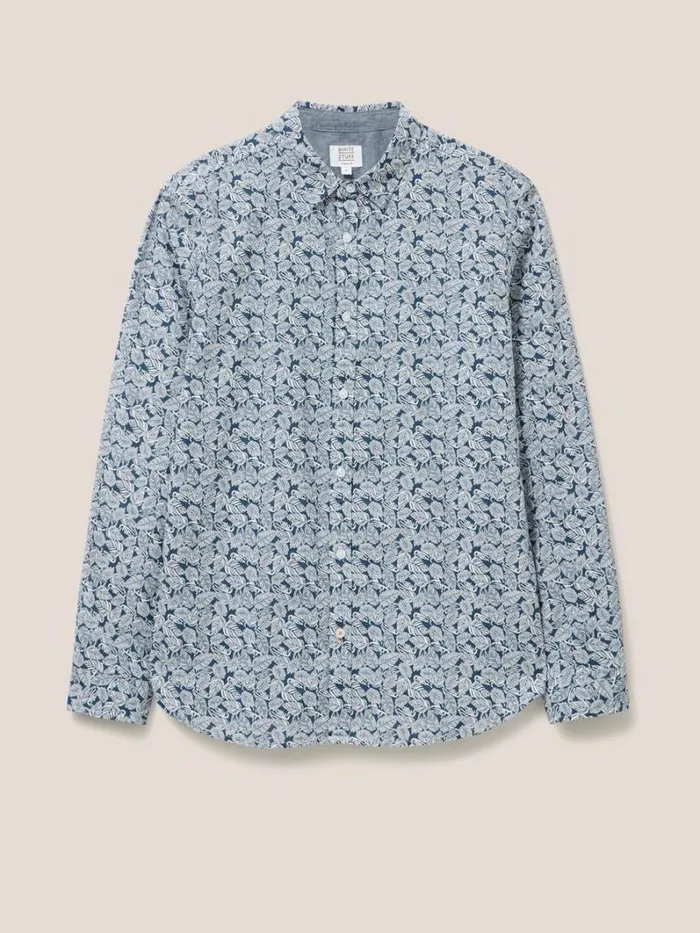 White Stuff SHIRTS Chorley Leaf Printed Shirt Deep Blue 8211 Men White Stuff SHIRTS Chorley Leaf Printed Shirt Deep Blue 8211 Men