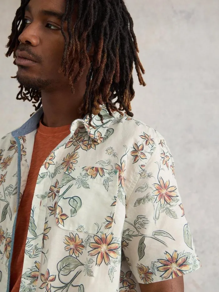 White Stuff SHIRTS Floral Printed SS Shirt Natural Print 8211 Men