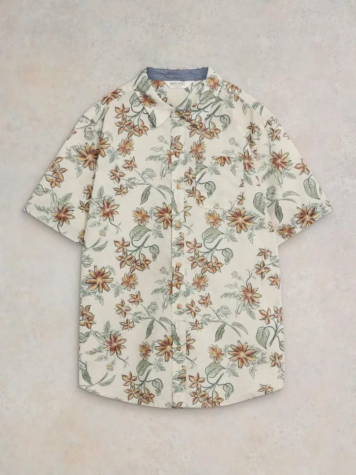 White Stuff SHIRTS Floral Printed SS Shirt Natural Print 8211 Men White Stuff SHIRTS Floral Printed SS Shirt Natural Print 8211 Men