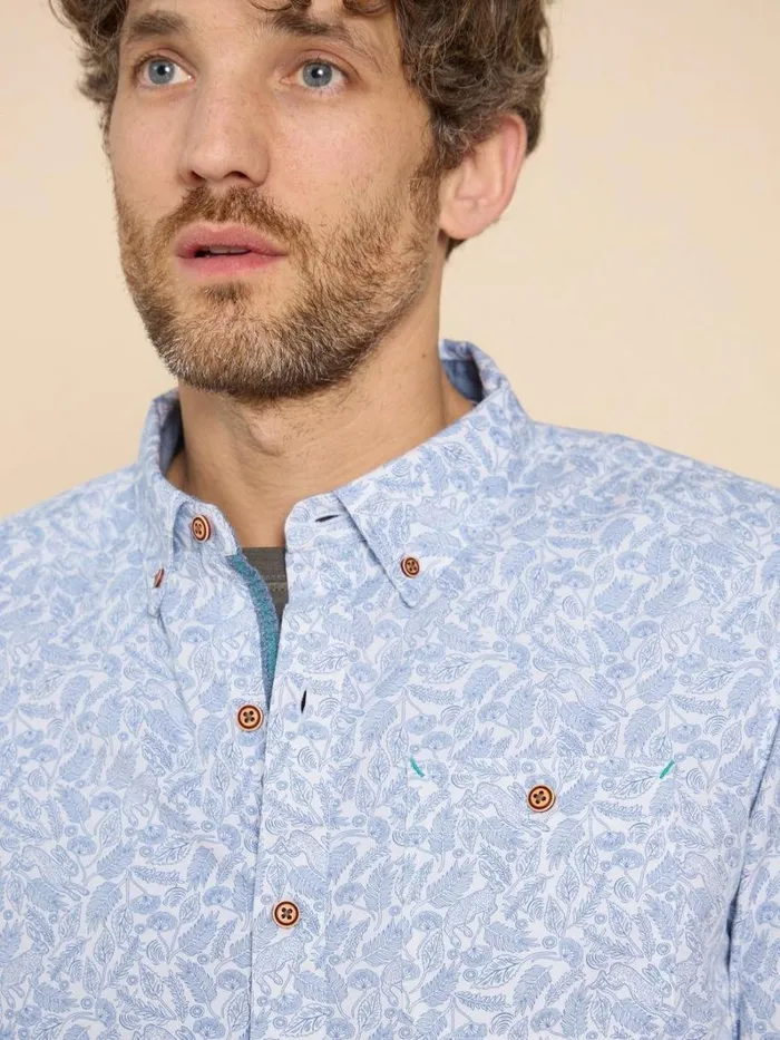 White Stuff SHIRTS Hare Print Cotton Shirt White Multi 8211 Men