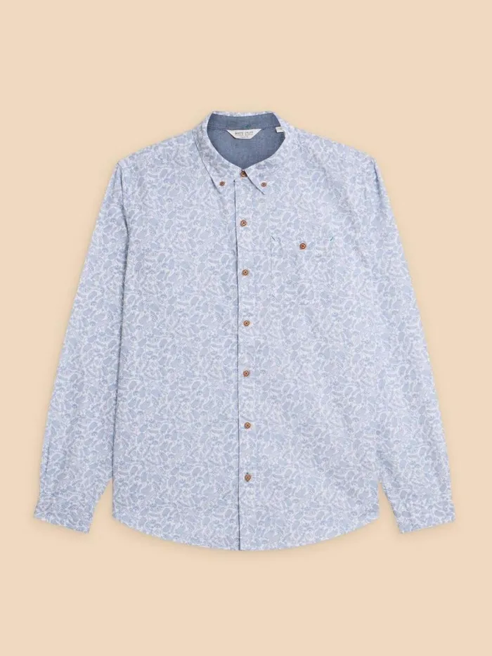 White Stuff SHIRTS Hare Print Cotton Shirt White Multi 8211 Men