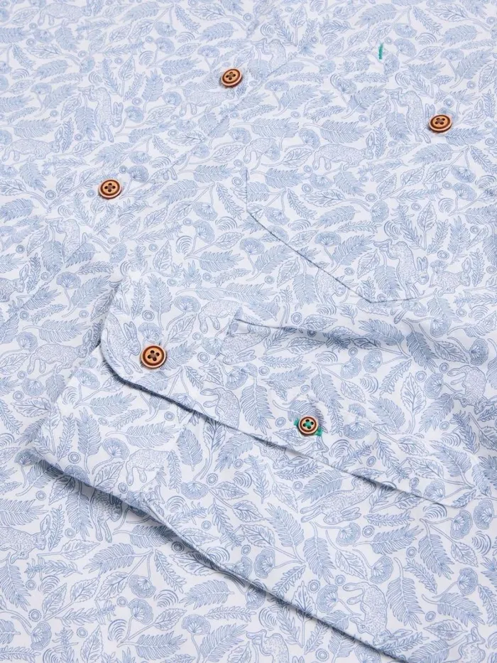 White Stuff SHIRTS Hare Print Cotton Shirt White Multi 8211 Men