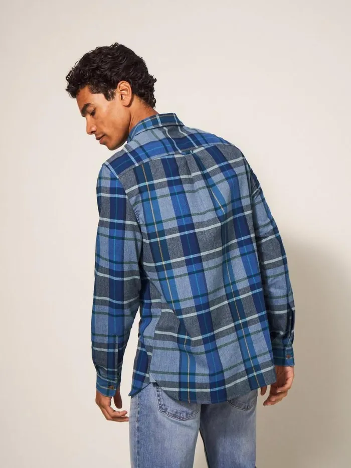 White Stuff SHIRTS Moxley Brushed Check Shirt Mid Blue 8211 Men White Stuff SHIRTS Moxley Brushed Check Shirt Mid Blue 8211 Men