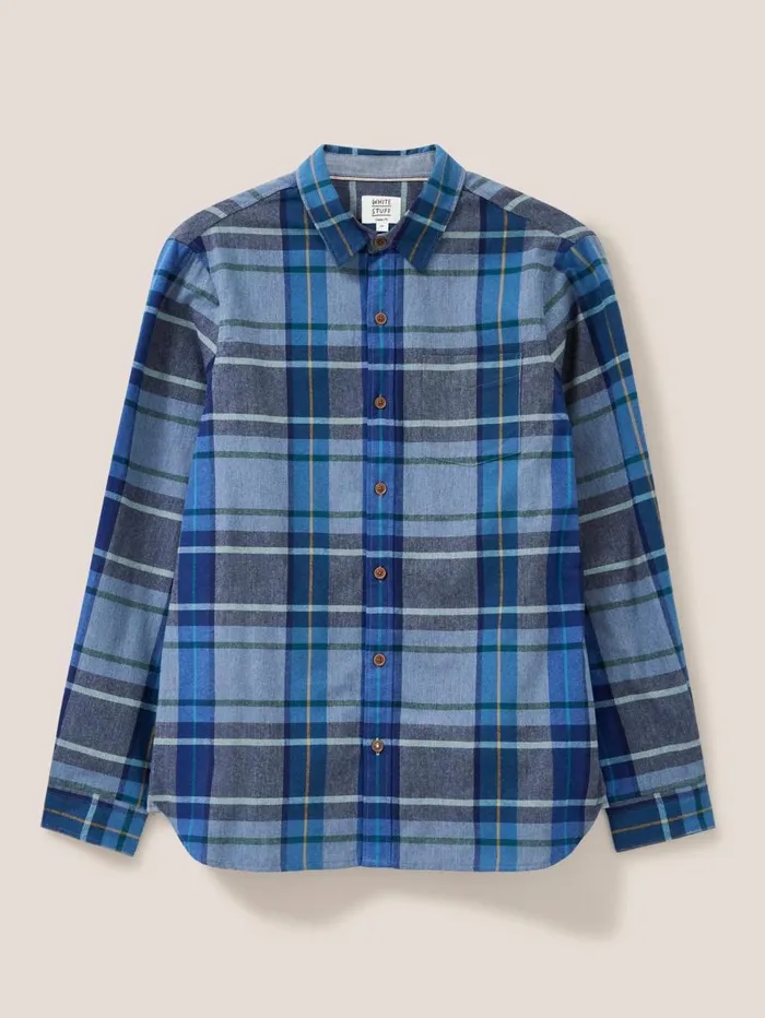 White Stuff SHIRTS Moxley Brushed Check Shirt Mid Blue 8211 Men White Stuff SHIRTS Moxley Brushed Check Shirt Mid Blue 8211 Men