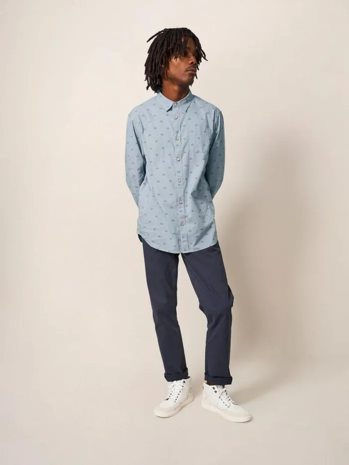 White Stuff SHIRTS Newton Bike Printed Shirt Light Blue 8211 Men