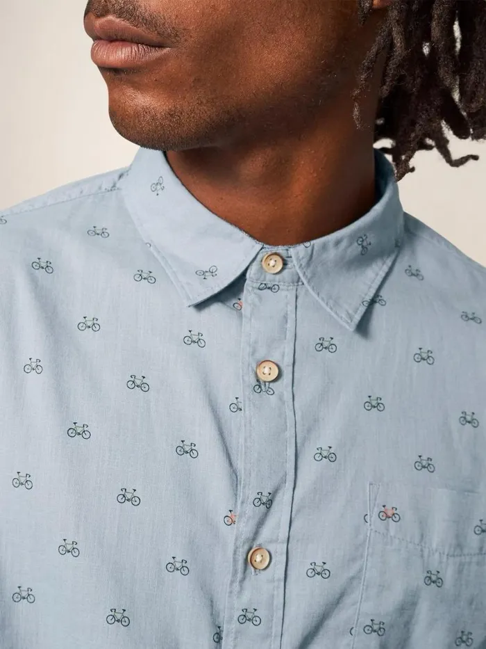 White Stuff SHIRTS Newton Bike Printed Shirt Light Blue 8211 Men White Stuff SHIRTS Newton Bike Printed Shirt Light Blue 8211 Men