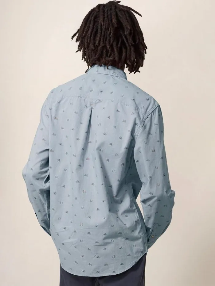 White Stuff SHIRTS Newton Bike Printed Shirt Light Blue 8211 Men White Stuff SHIRTS Newton Bike Printed Shirt Light Blue 8211 Men