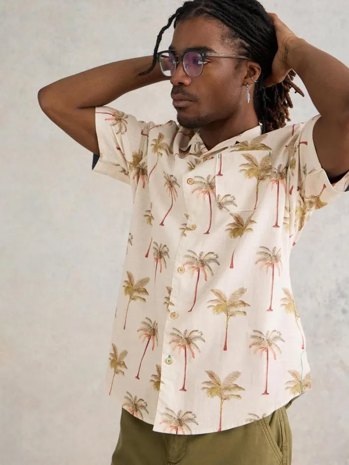 White Stuff SHIRTS Palm Tree Printed Shirt Natural Print 8211 Men White Stuff SHIRTS Palm Tree Printed Shirt Natural Print 8211 Men