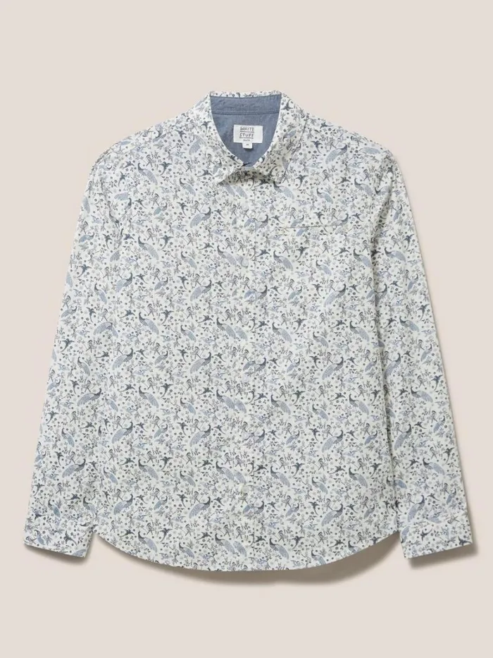White Stuff SHIRTS Peacock Printed Slim Fit Shirt Natural White 8211 Men White Stuff SHIRTS Peacock Printed Slim Fit Shirt Natural White 8211 Men