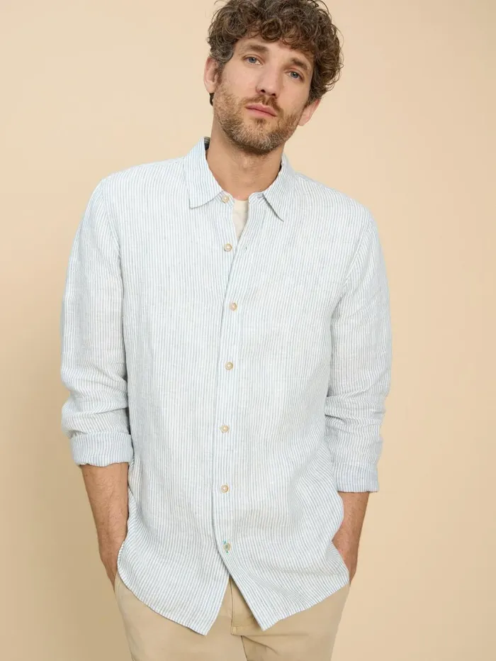 White Stuff SHIRTS Pembroke LS Linen Stripe Shirt Blue Multi 8211 Men White Stuff SHIRTS Pembroke LS Linen Stripe Shirt Blue Multi 8211 Men