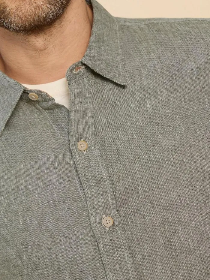 White Stuff SHIRTS Pembroke SS Linen Shirt Khaki Green 8211 Men White Stuff SHIRTS Pembroke SS Linen Shirt Khaki Green 8211 Men
