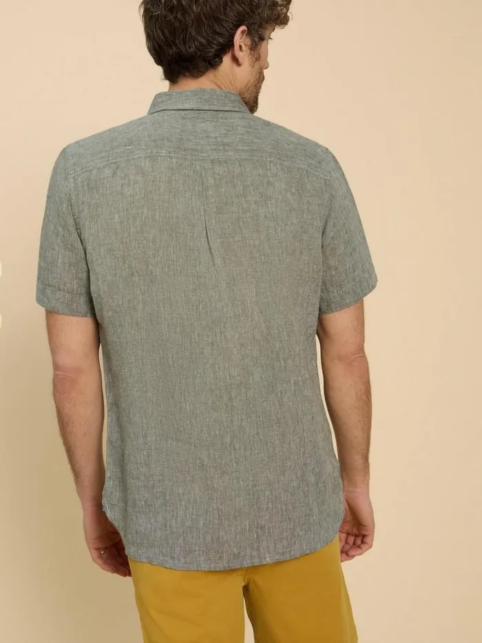 White Stuff SHIRTS Pembroke SS Linen Shirt Khaki Green 8211 Men White Stuff SHIRTS Pembroke SS Linen Shirt Khaki Green 8211 Men
