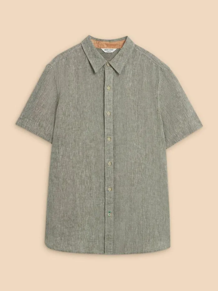 White Stuff SHIRTS Pembroke SS Linen Shirt Khaki Green 8211 Men White Stuff SHIRTS Pembroke SS Linen Shirt Khaki Green 8211 Men