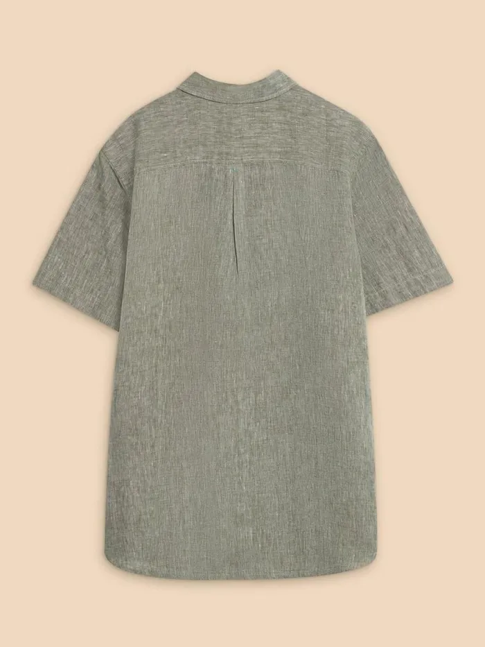 White Stuff SHIRTS Pembroke SS Linen Shirt Khaki Green 8211 Men White Stuff SHIRTS Pembroke SS Linen Shirt Khaki Green 8211 Men