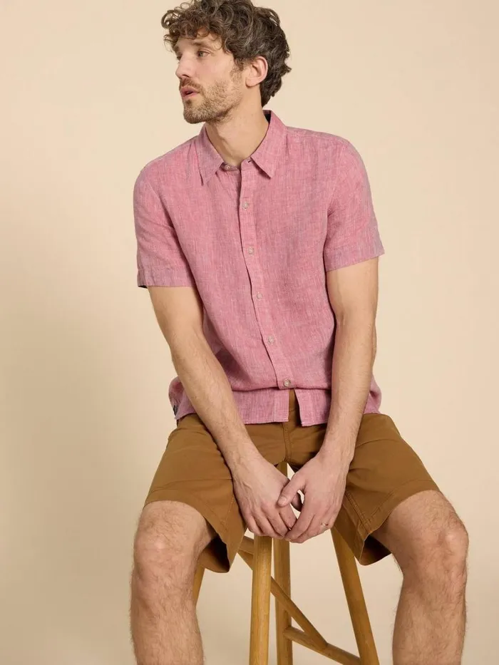 White Stuff SHIRTS Pembroke SS Linen Shirt Mid Red 8211 Men