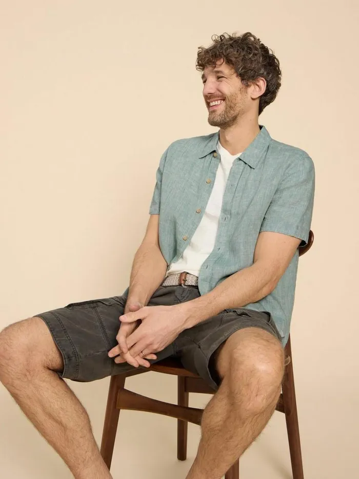 White Stuff SHIRTS Pembroke SS Linen Shirt Mint Green 8211 Men