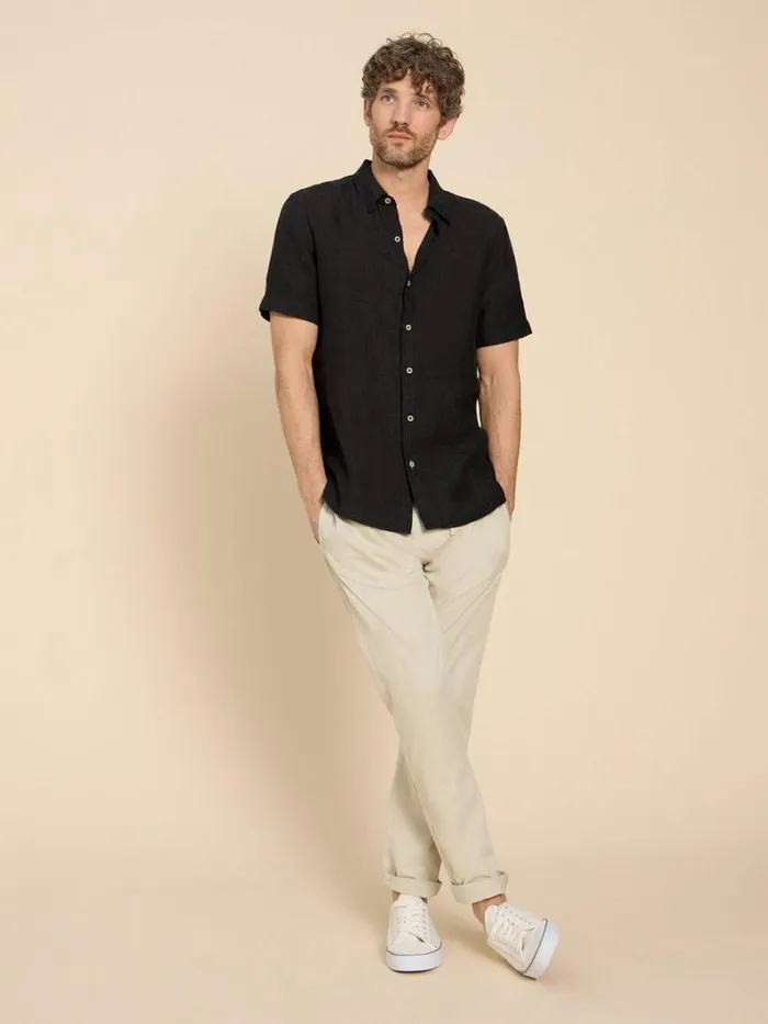 White Stuff SHIRTS Pembroke SS Linen Shirt Pure Black 8211 Men