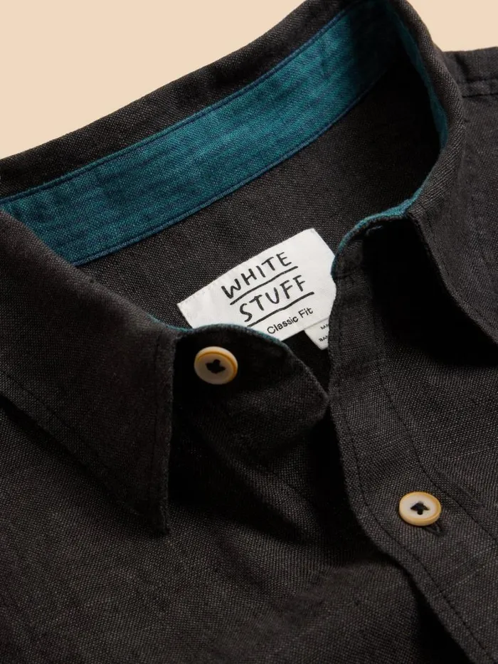 White Stuff SHIRTS Pembroke SS Linen Shirt Pure Black 8211 Men White Stuff SHIRTS Pembroke SS Linen Shirt Pure Black 8211 Men