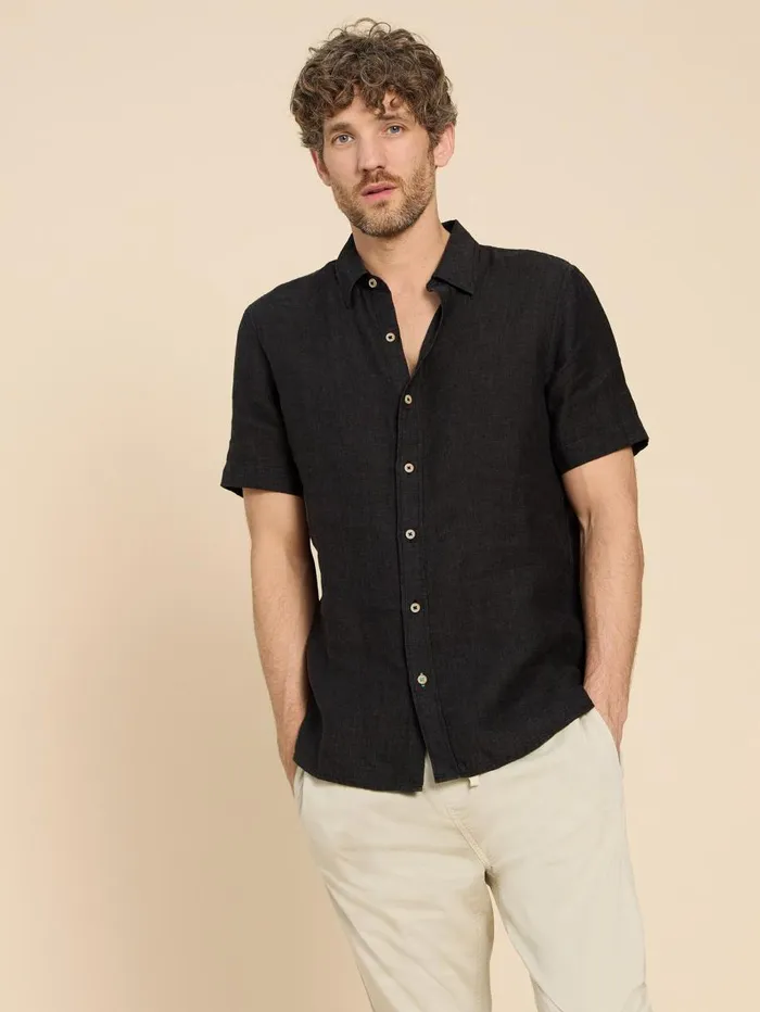 White Stuff SHIRTS Pembroke SS Linen Shirt Pure Black 8211 Men White Stuff SHIRTS Pembroke SS Linen Shirt Pure Black 8211 Men