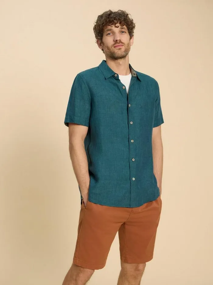 White Stuff SHIRTS Pembroke SS Linen Stripe Shirt Teal Multi 8211 Men White Stuff SHIRTS Pembroke SS Linen Stripe Shirt Teal Multi 8211 Men