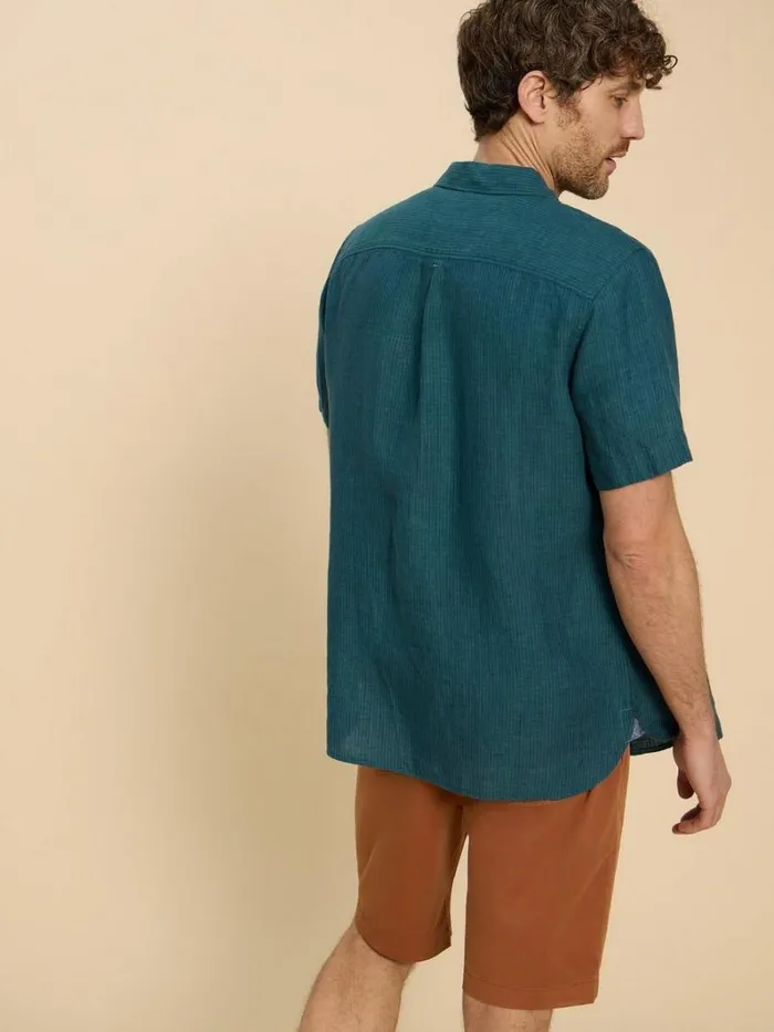 White Stuff SHIRTS Pembroke SS Linen Stripe Shirt Teal Multi 8211 Men White Stuff SHIRTS Pembroke SS Linen Stripe Shirt Teal Multi 8211 Men