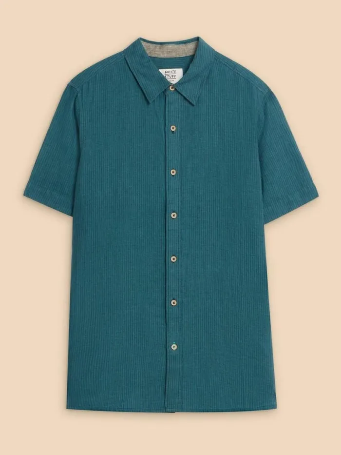 White Stuff SHIRTS Pembroke SS Linen Stripe Shirt Teal Multi 8211 Men White Stuff SHIRTS Pembroke SS Linen Stripe Shirt Teal Multi 8211 Men