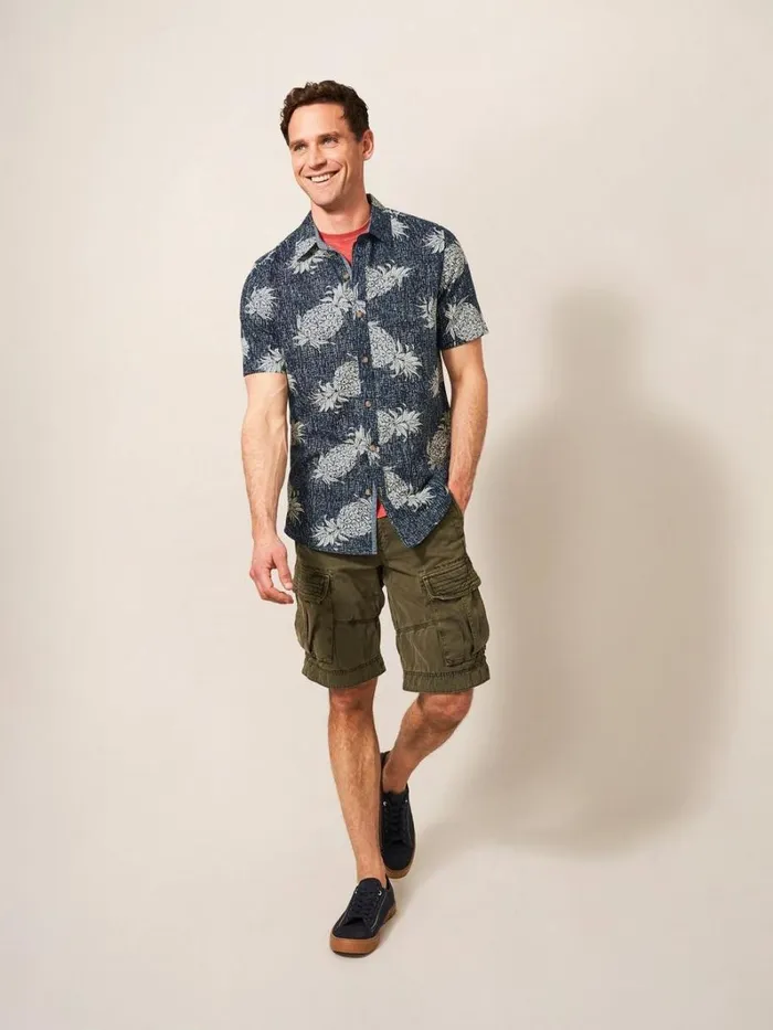 White Stuff SHIRTS Penare Pineapple PR SS Shirt Dark Navy 8211 Men
