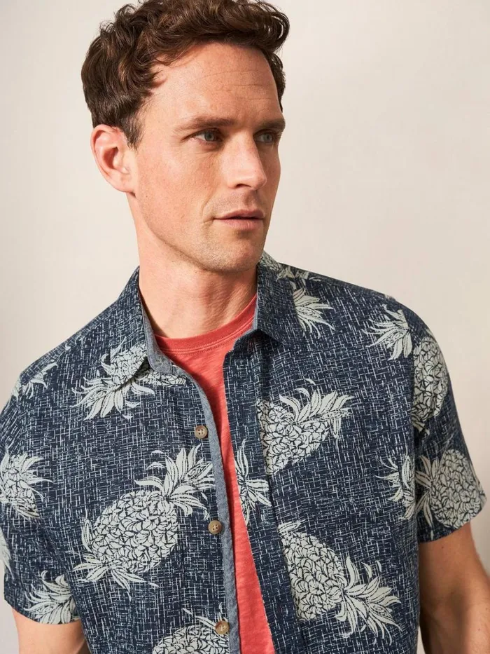 White Stuff SHIRTS Penare Pineapple PR SS Shirt Dark Navy 8211 Men White Stuff SHIRTS Penare Pineapple PR SS Shirt Dark Navy 8211 Men