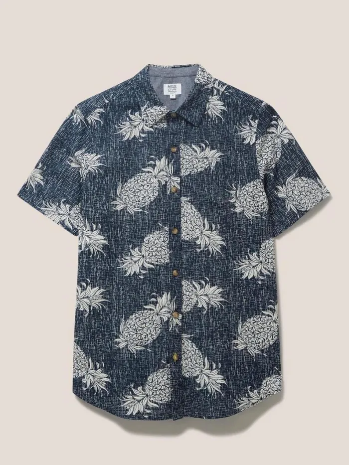 White Stuff SHIRTS Penare Pineapple PR SS Shirt Dark Navy 8211 Men White Stuff SHIRTS Penare Pineapple PR SS Shirt Dark Navy 8211 Men