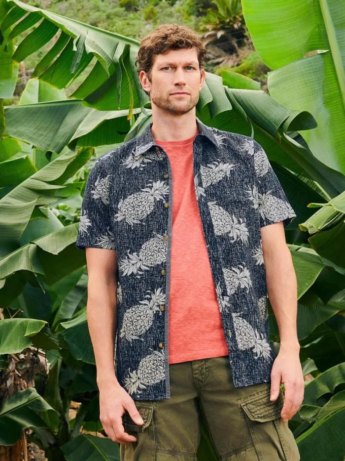 White Stuff SHIRTS Penare Pineapple PR SS Shirt Dark Navy 8211 Men White Stuff SHIRTS Penare Pineapple PR SS Shirt Dark Navy 8211 Men