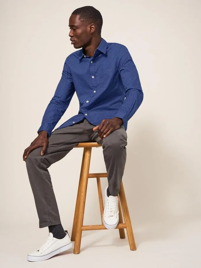 White Stuff SHIRTS Polka Dot Printed Shirt Indigo Blue 8211 Men White Stuff SHIRTS Polka Dot Printed Shirt Indigo Blue 8211 Men