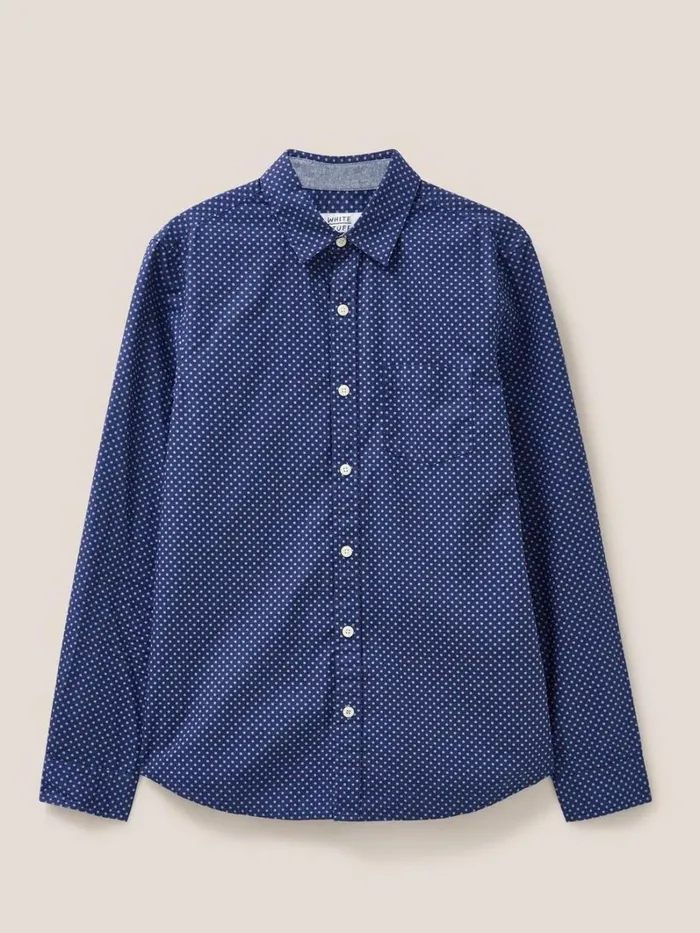 White Stuff SHIRTS Polka Dot Printed Shirt Indigo Blue 8211 Men White Stuff SHIRTS Polka Dot Printed Shirt Indigo Blue 8211 Men
