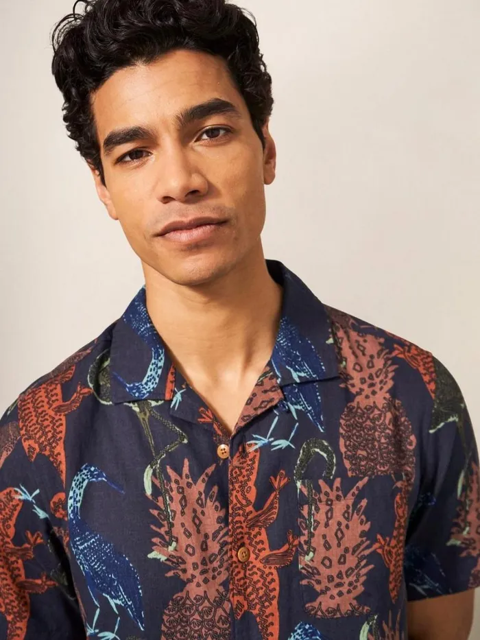 White Stuff SHIRTS Safari Printed Shirt Dark Navy 8211 Men