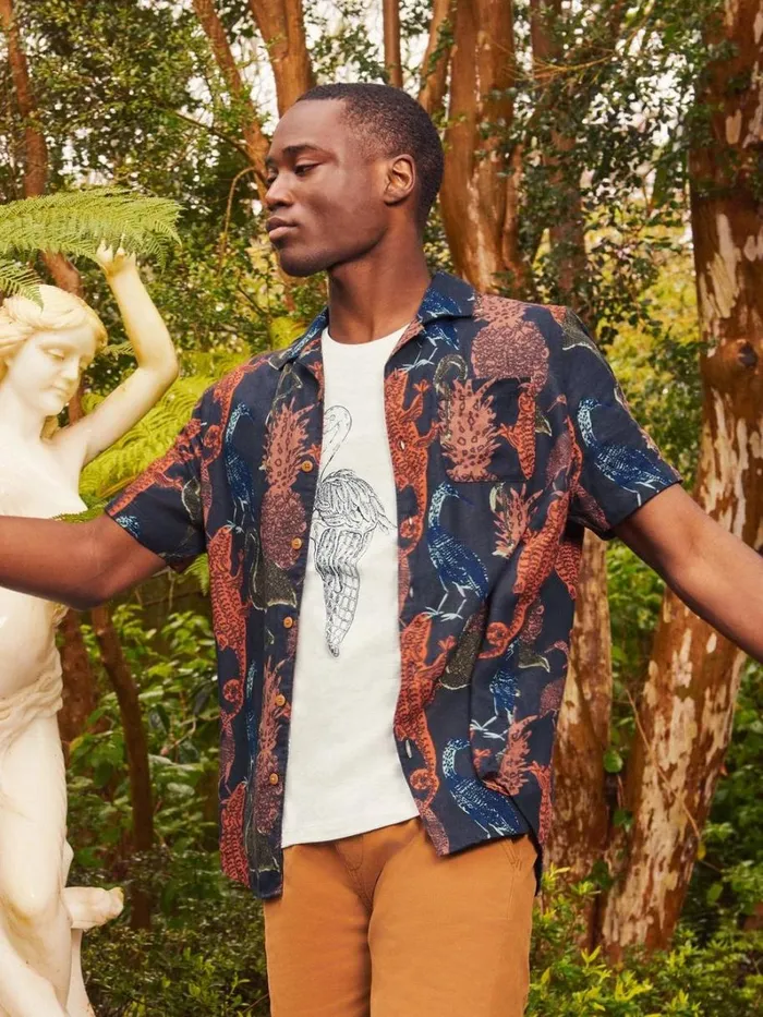 White Stuff SHIRTS Safari Printed Shirt Dark Navy 8211 Men White Stuff SHIRTS Safari Printed Shirt Dark Navy 8211 Men