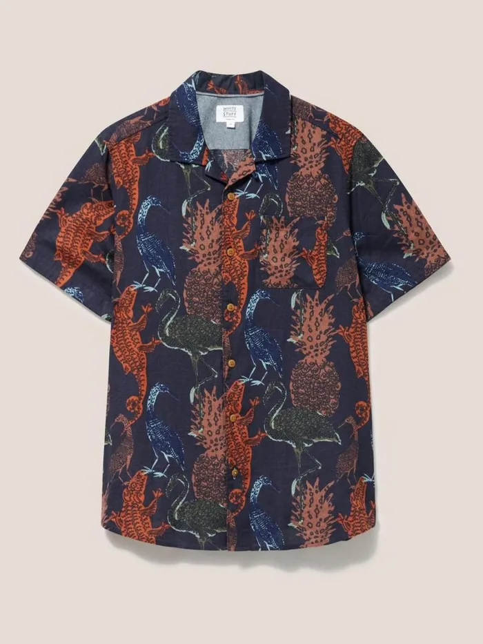 White Stuff SHIRTS Safari Printed Shirt Dark Navy 8211 Men White Stuff SHIRTS Safari Printed Shirt Dark Navy 8211 Men