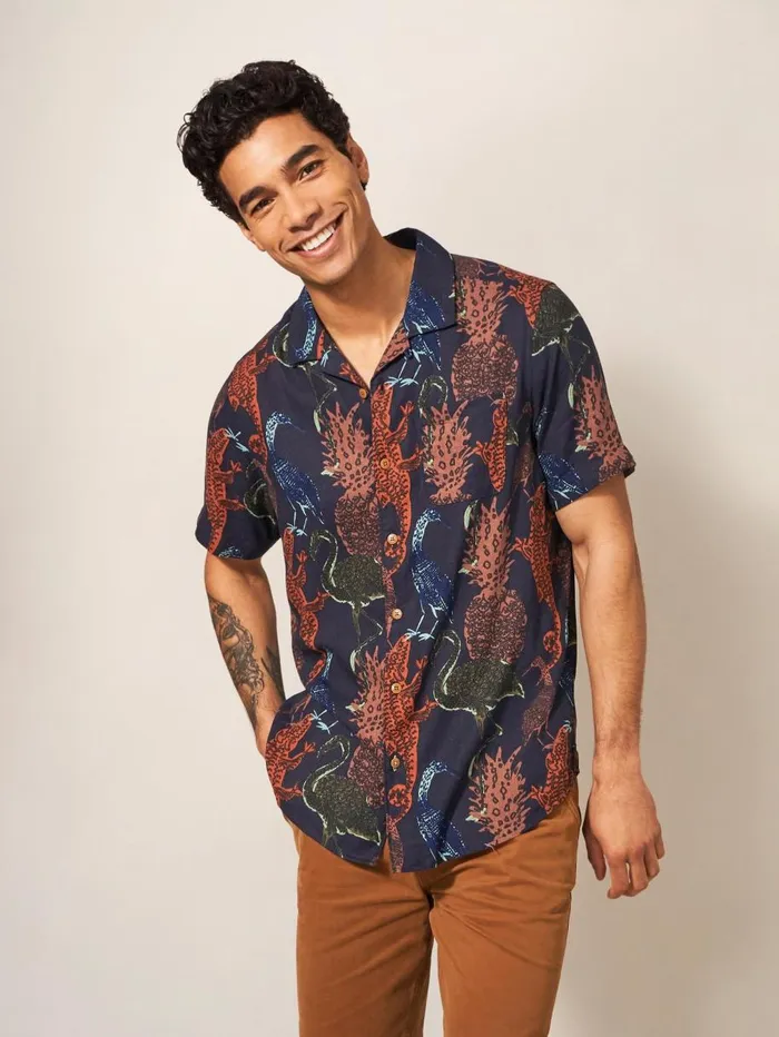 White Stuff SHIRTS Safari Printed Shirt Dark Navy 8211 Men White Stuff SHIRTS Safari Printed Shirt Dark Navy 8211 Men