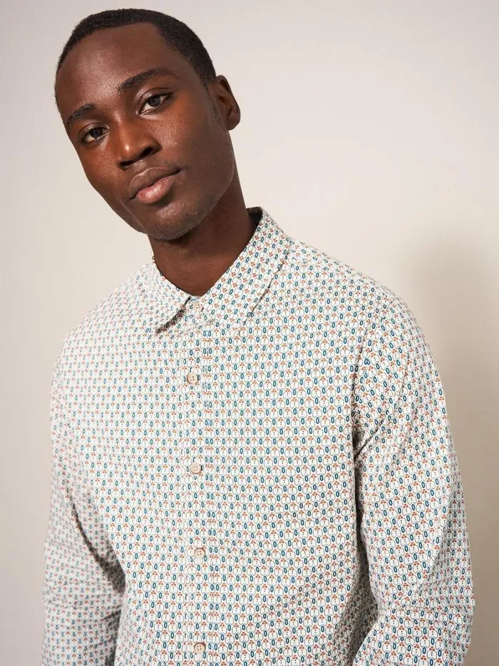 White Stuff SHIRTS Scandi Geo Printed Shirt Natural Multi 8211 Men
