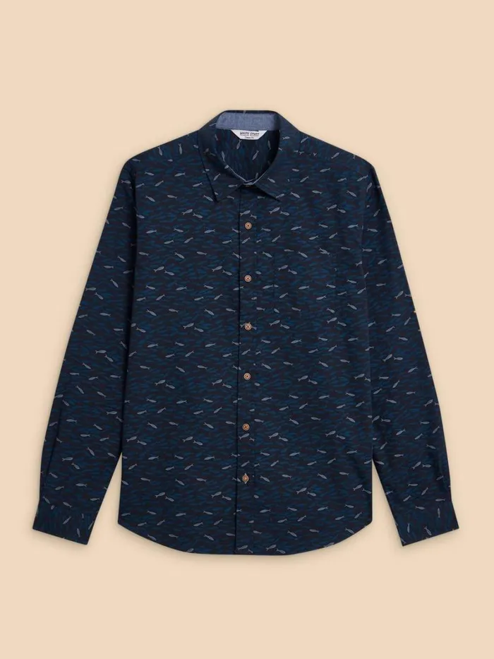 White Stuff SHIRTS Shoal Printed LS Shirt Navy Print 8211 Men White Stuff SHIRTS Shoal Printed LS Shirt Navy Print 8211 Men