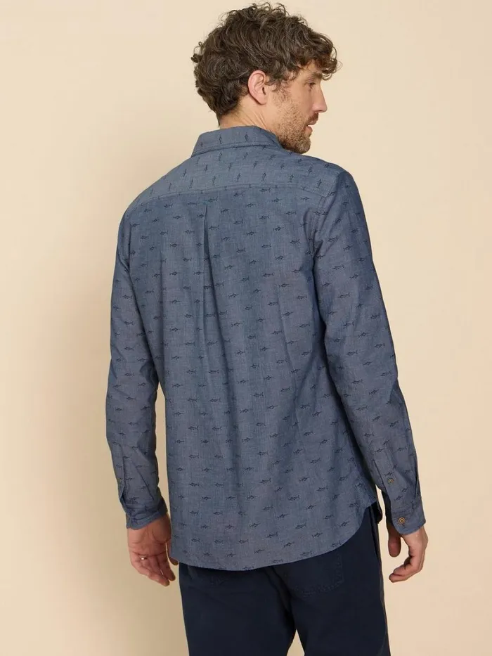 White Stuff SHIRTS Swordfish Printed Shirt Chambray Blue 8211 Men White Stuff SHIRTS Swordfish Printed Shirt Chambray Blue 8211 Men