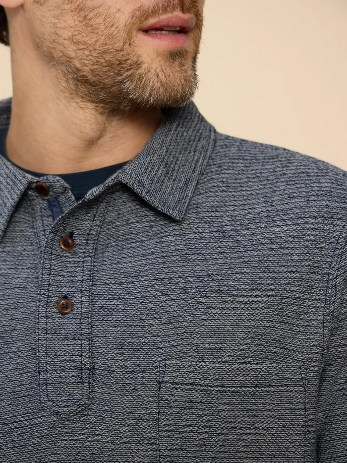 White Stuff SHIRTS Twisted Texture Polo Navy Multi 8211 Men White Stuff SHIRTS Twisted Texture Polo Navy Multi 8211 Men